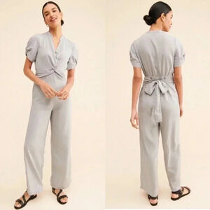 Anthropologie Current Air That’s A Wrap Striped Jumpsuit Size Large Small Fit